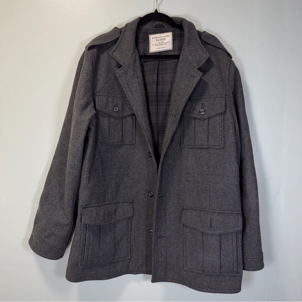 Old Navy Men’s Charcoal Wool Blend Military Field Jacket Size XL